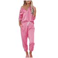 thumbnail image 1 of Sweatpants Women‘s Suit 2-Piece Button Pullover Drawstring Sweatpants Casual Wear Set, 1 of 6