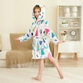 thumbnail image 4 of FORMRS Niños Bathrobe Unisex Hooded Robe Soft Plush Pajamas Sleepwear, Size 7-9T, Green Retro Triangles, 4 of 7
