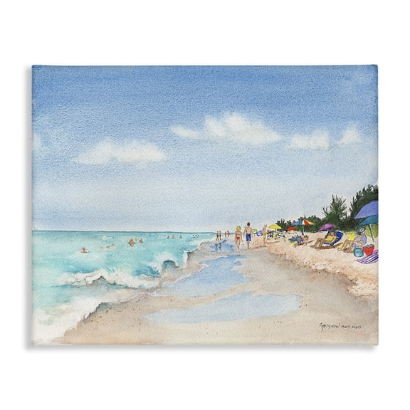 Stupell Industries Coastal Traditional Beachgoers View Canvas Art, 20 x 16, by Christine Reichow