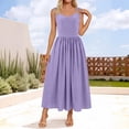 thumbnail image 2 of Elara Women's Lace Up Long Dress Summer High Waistline Spaghetti Strap Dress, 2 of 5