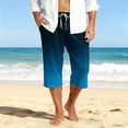 thumbnail image 5 of Migroa Mens Capri Pants Elastic Waist Drawstring Workout Gym Joggers Summer Gradient Pajama Shorts Casual Sweat Blue L, 5 of 8