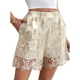 thumbnail image 2 of Women'S High Waist Lace Embroidered Satin Shorts Casual Summer Shorts Color M, 2 of 9