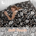 thumbnail image 5 of Black White Floral Duvet Cover Set, Farmhouse Vintage Botanical Leaves Soft Duvet Cover California King Bedding Set 4 Pieces, 1 Quiltcover and 2 Pillowcases with Zipper, 1 Bed Sheet for All Seasons, 5 of 9