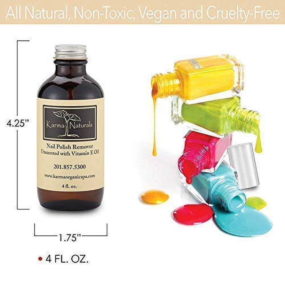 karma organic Unscented Nail Polish Remover, 4 OZ with Gel Finish Top Coat Long Lasting Beauty or (Triple 5 Base Coat; Non-Toxic Nail Treatment Vegan Cruelty-Free)
