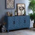 thumbnail image 4 of Vintage Sideboard Buffet Cabinet,Lacquered Accent Storage Cabinet with 4 Doors and Adjustable Shelves,Wooden Console Table for Living Room Dining Room Bedroom,Antique Navy Blue, 4 of 7