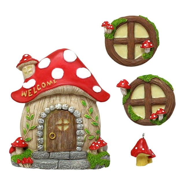 Adornos de jardín de bonsái Sunnimix arte de patio de terrario de Puerta y ventana de hadas en miniatura