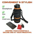 thumbnail image 2 of SPACETRONY Neoprene Sleeve with 32 oz Water Bottle – Adjustable Strap, Drawstring & Zippered Pockets, Black & Orange, 2 of 9