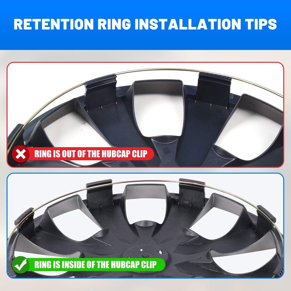 4Pcs Wheel Rims Cover,14 inch Universal Hubcap for Steel Wheel Rims Cover,Snap on Installation with Retention Rings,Lacquer