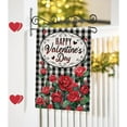 thumbnail image 5 of Jbralid Happy Valentine's Day Red Rose Flower Decorative Garden Flag, Floral Black White Buffalo Plaid Farmhouse Yard Outside Decoration, Anniversary Wedding Home Decor 12x18, 5 of 7