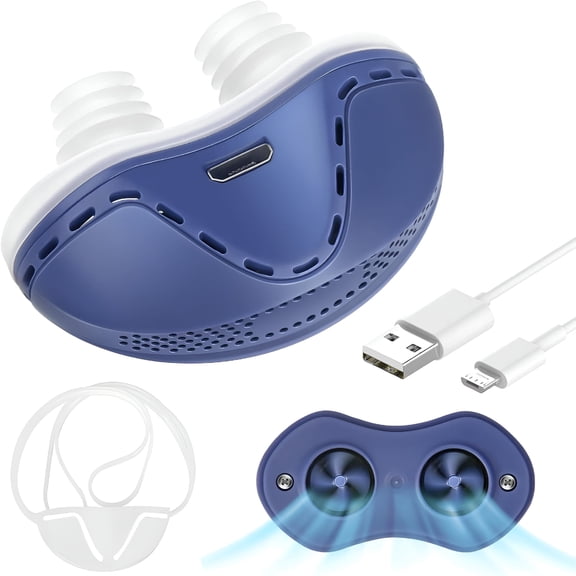 XIRQI Portable Anti Snoring Device, Electric Nasal Dilator With Adjustable Airflow, Rechargeable Stop Snoring Solution For Men And Women, Universal Fit For Restful Sleep (Blue)