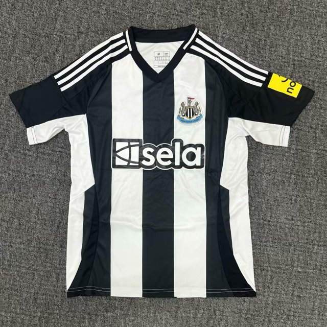 Camiseta De Fútbol Clásica De Manga Corta En Blanco Y Negro De Newcastle Para La Temporada 24-25.XXL