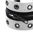 thumbnail image 5 of Gothic Zipper Wristband Wide Jewelry PU Leather Punk Bracelet for Women Men White, 5 of 7