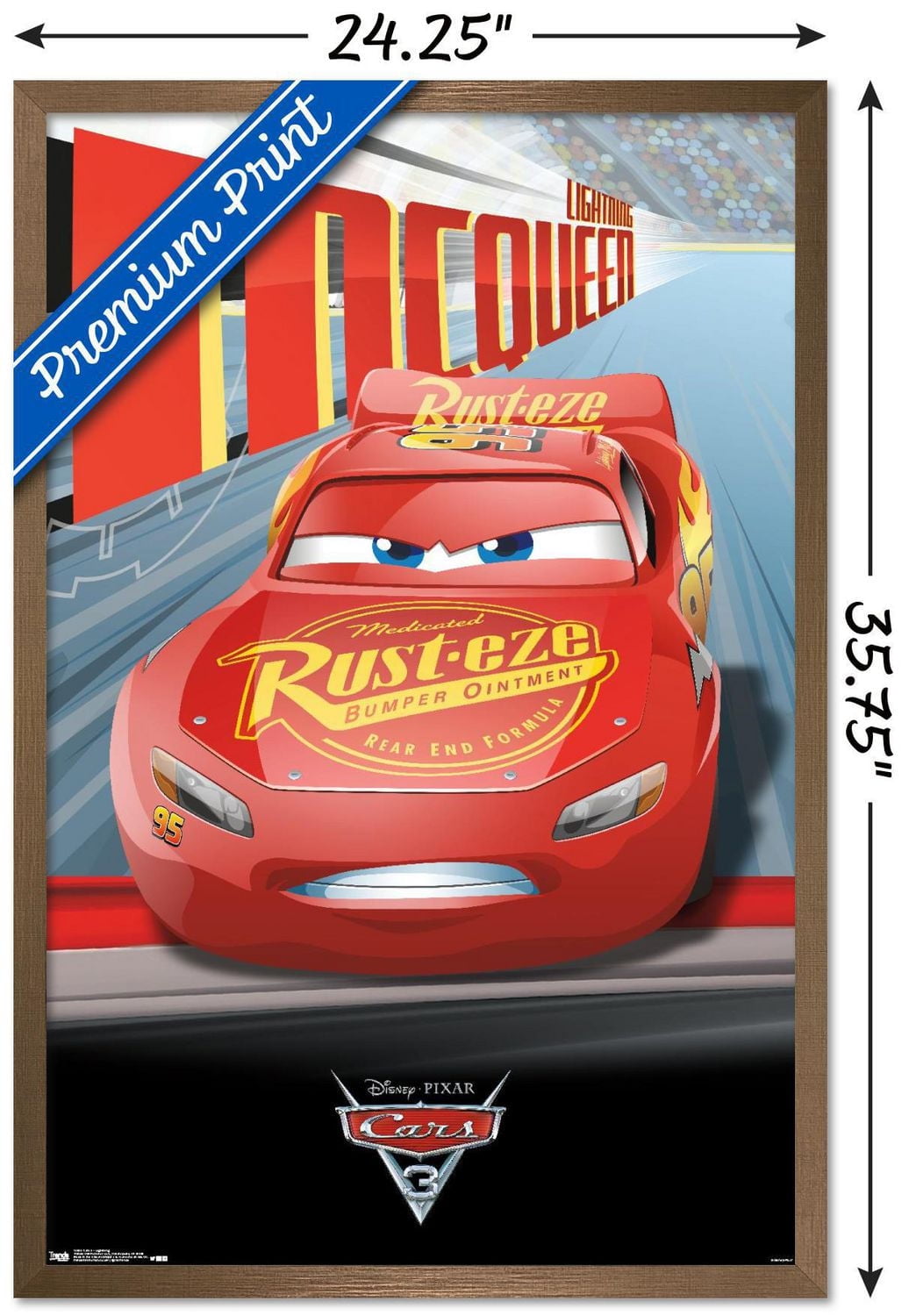 Disney Pixar Cars 3 - Lightning Wall Poster, 22.375" x 34" Framed