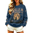 thumbnail image 3 of Oversized Crew Neck Sweatshirts for Women Halloween Witch Moon Graphic Long Sleeve Pullover Casual Fall Tops Blue L, 3 of 6
