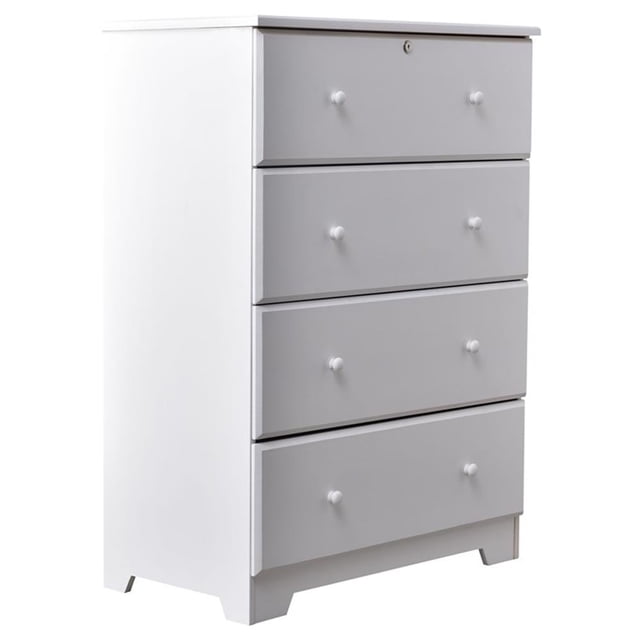 Better Home Products Isabela Commode à 4 Tiroirs en Bois de Pin Massif, Blanc