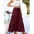 thumbnail image 6 of Women's Spliced Pleated Midi Pockets or Skirt for Casual Wine Red S, 6 of 7