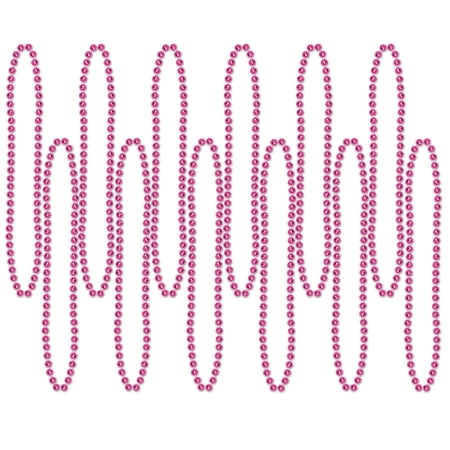Beistle Small Bead Necklaces, Cerise
