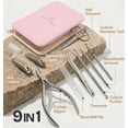 thumbnail image 5 of 9 in 1 Professional Manicure Pedicure Set - Stainless Steel Nail Clippers, Nano File, Cuticle Nipper, Scissors, Tweezers, Travel PU Leather Case for Men & Women Valentine's Gift Idea, 5 of 5