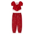 thumbnail image 4 of Alvivi Kids Girls Belly Dance Outfits Sequin Tassels Crop Top with Bloomers Pants Fancy Dress Up Red 2Pcs/Set 9-12, 4 of 7