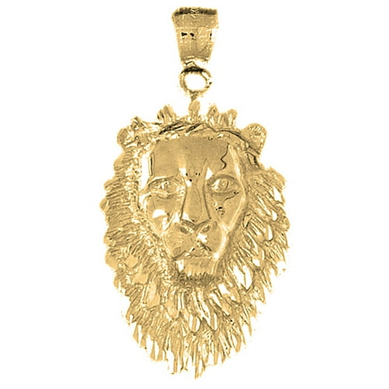Yellow Gold Plated 925 Sterling Silver Lion Head Pendant 43 Mm Approx 7 225 Grams