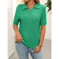 thumbnail image 2 of EASYBRA Women Cable Knit Sweater Polo Collar Loose Fit Pullover Casual Wear Cotton Polyester, 2 of 7