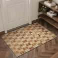 thumbnail image 3 of 5x7 Washable Area Rugs for Living Room, Non Slip Backing Low Pile Lightweight Print Pattern Rug for Bedroom, Checkered Camel Beige, 3 of 4