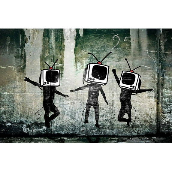Banksy--People With Television Heads - Canvas OR Print Wall Art