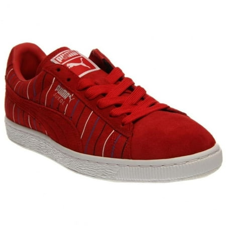 Puma Suede Striped Sneaker Mens Red/White Sneakers