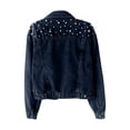 thumbnail image 4 of Inkach Women'S Fashion Casual Slim Pearl Single-Breasted Jacket Denim Jacket Short Coat, 4 of 5