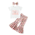 thumbnail image 2 of naisibaby Baby Girls Summer Casual Outfits, Printed Short Sleeve Flared Pants Cotton Suit White 18-24Months, 2 of 8