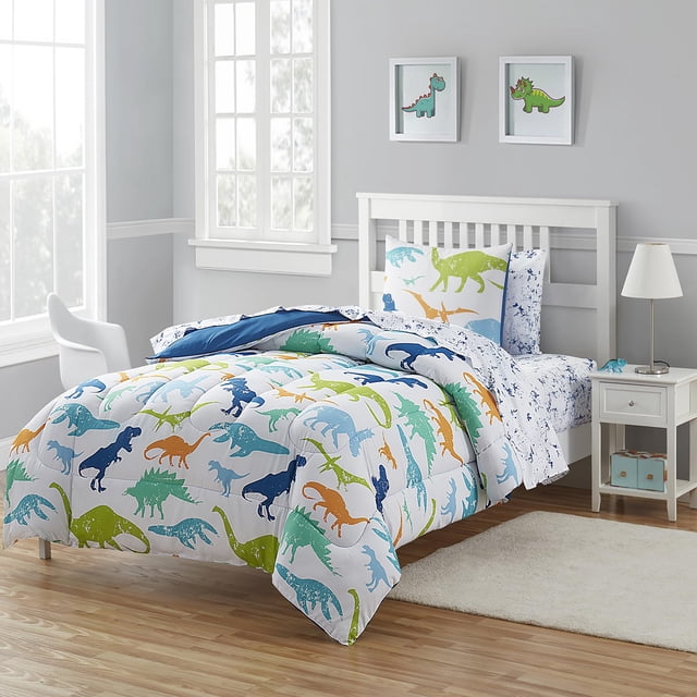 Juego de ropa de cama Sweet Home Collection para niños con estampado de dinosaurios gemelos