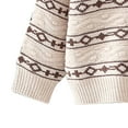 thumbnail image 6 of AHTJRT Girls Fair Isle Sweater Fall Winter Warm Stretchy Crewneck Pullover Vintage Aesthetic Geometric Patterns Jumper Tops Beige 7-8 Years, 6 of 7