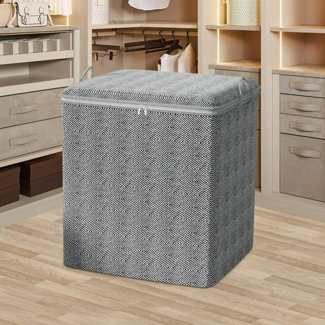 Fiudx Bolsa de Almacenamiento Plegable, Organizador de Colchas de Gran Capacidad, Expandible, de Tela No Tejida, Compacta y Ahorradora de Espacio para El Hogar, para Guardar Artículos de Temporada, F