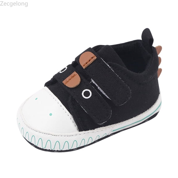 Zecgelong Spring And Summer Children Baby Toddler Shoes For Boys And Girls Flat Soles Light And Comfortable Hook Loop Solid Animal Shape Sneakers Size US:4 Black