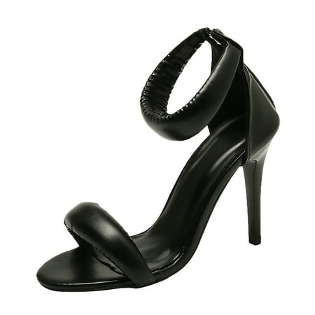 

Vedolay Women Artificial Leather Solid Color Zipper Casual Round Toe Thin High Heels Single Shoes Women Flat Sandals for Summer(Black 8)