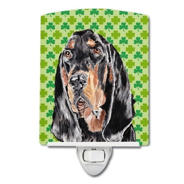Black and Tan Coonhound Lucky Shamrock St. Patricks Day Ceramic Night Light