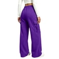 thumbnail image 5 of VV AVEORS Cargo Sweatpants For Women Baggy Drawstring Waist Hiking Pants Lightweight Y2k Athletic Joggers With Pockets Purple S, 5 of 7