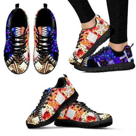 

Brilliant Jewelry Design Orchid Print Lightweight And Breathable Summer Sneakers Black Platform Casual Shoes