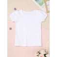 thumbnail image 3 of vastwit Kids Girls Short Puff Sleeve Pullover Top Summer Cotton Basic T-shirts White 3-4, 3 of 7