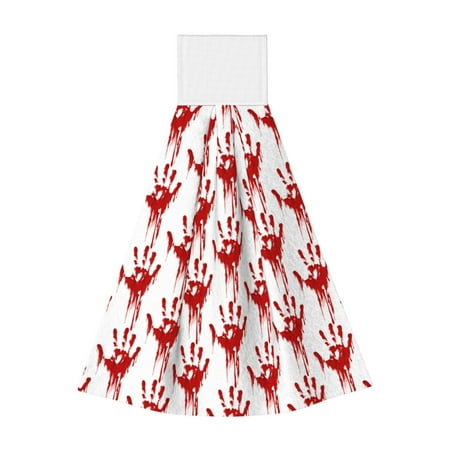 

Adobk Red Bloody Scary Hands Print Coral Velvet Hand Wipes Fashion Hanging Kitchen Towel for Bathroom Washcloth Absorbent Tie Towel