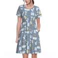 thumbnail image 1 of Disketp Blue Bathroom para Vestido de Manga Corta para Mujeres, Vestidos de Verano para Mujeres, Casual y Holgado para la Playa, 1 of 6