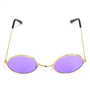 Skeleteen Purple Round Hippie Glasses - Purple 60s Style Hipster Circle Sunglasses - 1 Pair