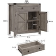 thumbnail image 3 of HOSTACK Coffee Bar Cabinet, Kitchen Storage Cabinet, Modern Farmhouse Buffet Sideboard with Drawer and Adjustable Shelf, Barn Door Accent Cabinets for Kitchen, Dining Room, Entryway, Ash Grey, 3 of 17