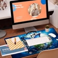 thumbnail image 5 of Desk Mat, Earth Surrounded by Flowers Desk Pad, Blue Butterfly Large Gaming Mouse Pad, 31.5"x11.8", Extended Big Computer Keyboard Mouse Pad with Non-Slip Base and Stitched Edge, 5 of 13