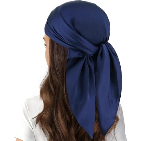 BURIBURI Head Scarf for Women Hair 27 Square Satin Silk Feeling Bnadana Neck Scarf Handbag Accessories Etc