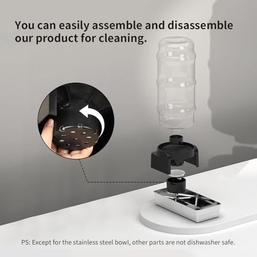1 Gallon Automatic Gravity Dog Water Bowl Dispenser, Stainless Steel Large Capacity Pet Waterer with 3 Filters for Small to Medium Dogs and Cats