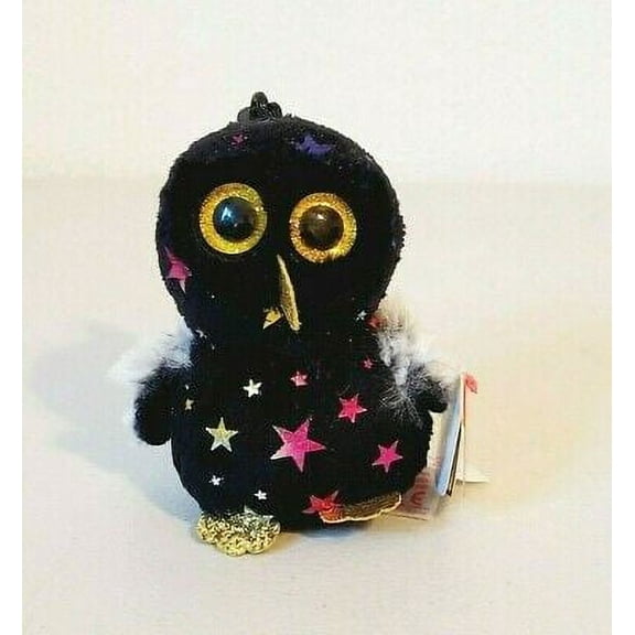 Ty Beanie Boos Halloweenie Beanies HYDE OWL with Stars Key Clip Plush 4"