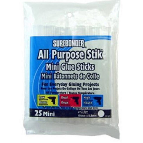 Surebonder DT-25 All Purpose Mini Glue Stick, Clear, 0.28" X 4", 25-Pack, Each