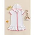 thumbnail image 5 of BemeyourBBs Toddler Terry Cloth Swim Cover Up Baby Boy Girl Swimsuit Wraps Short Sleeve Zipper Hooded Coverup Dress Towel Beach Bathing Suit Swimwear, 5 of 9