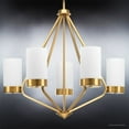 thumbnail image 3 of Urban Ambiance Luxury Mid-Century Modern Chandelier, Size: 23"H x 27-3/8"W, with Modern Style Elements, Brushed Bronze Finish and Etched White Shade, UHP2301, 3 of 7